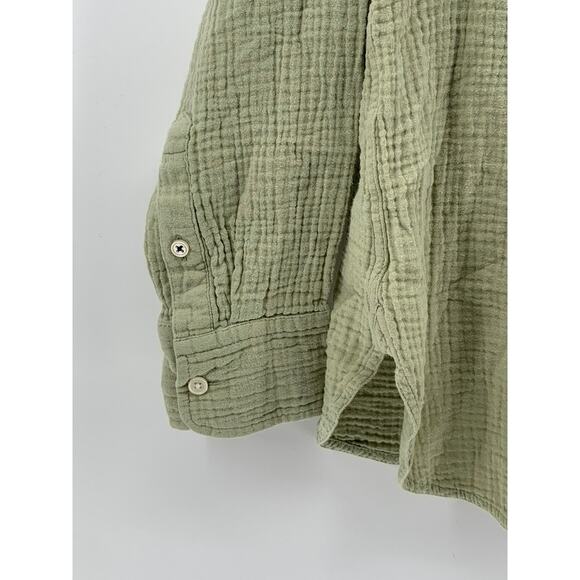 J.CREW Women's Sage Green Double Gauze Textured Button-Up Long Sleeve Top SZ S - Picture 7 of 12